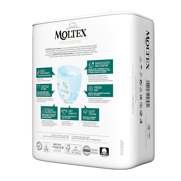 MOLTEX Pure&Nature Chiloți Scutec De Unică Folosință 4 Maxi (7-12 Kg) 22 Buc