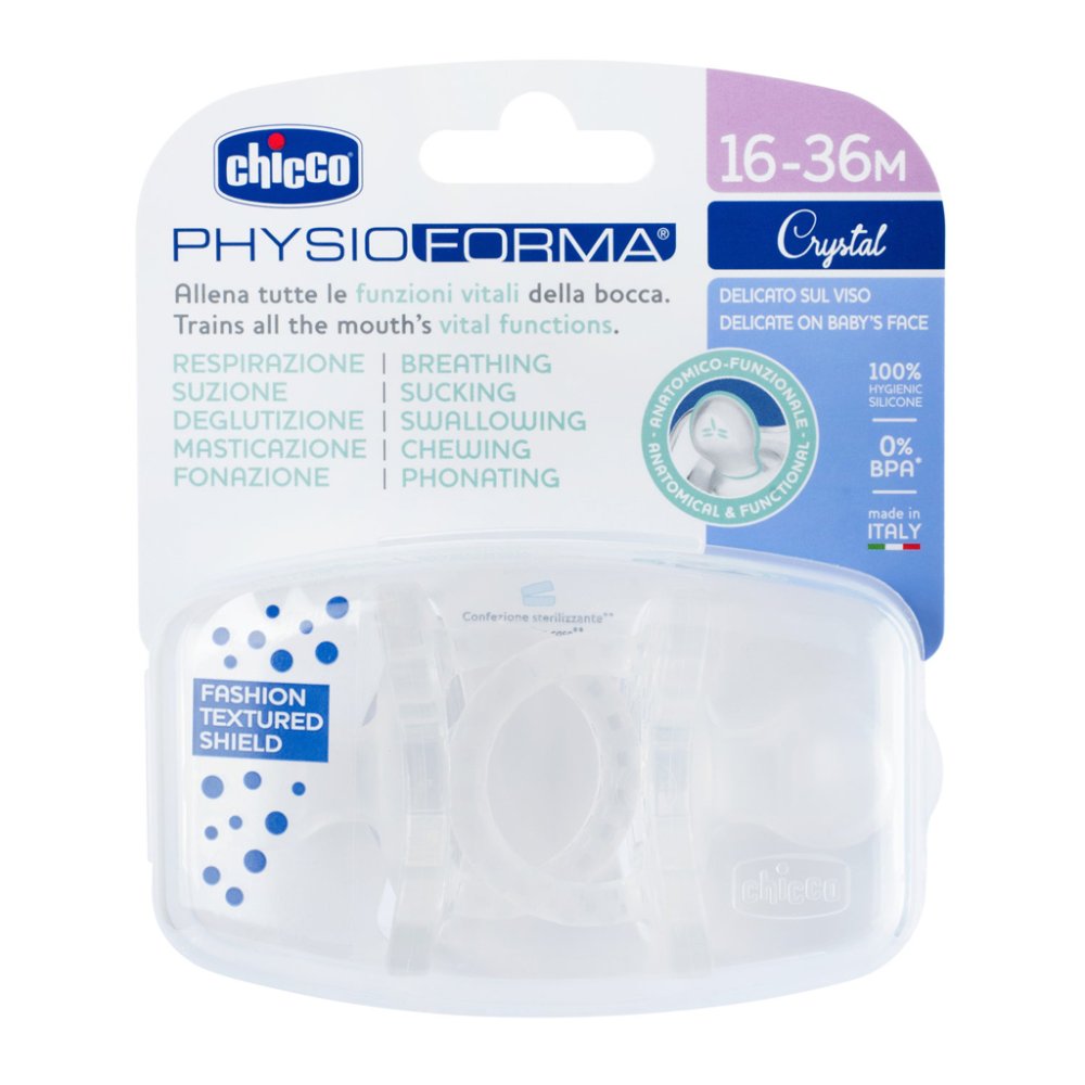 CHICCO Pacifier Physio Luxe Full Silicone 16-36m Crystal 2 Pcs