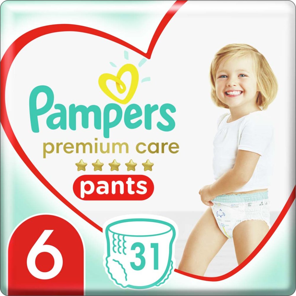 PAMPERS Premium Care Pants Kalhotky Plenkové Jednorázové 6 (16 Kg+) 31 Ks