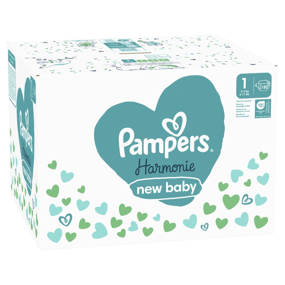 PAMPERS Pleny Jednorázové Harmonie Baby Vel. 1, 180 Ks, 2kg-5kg