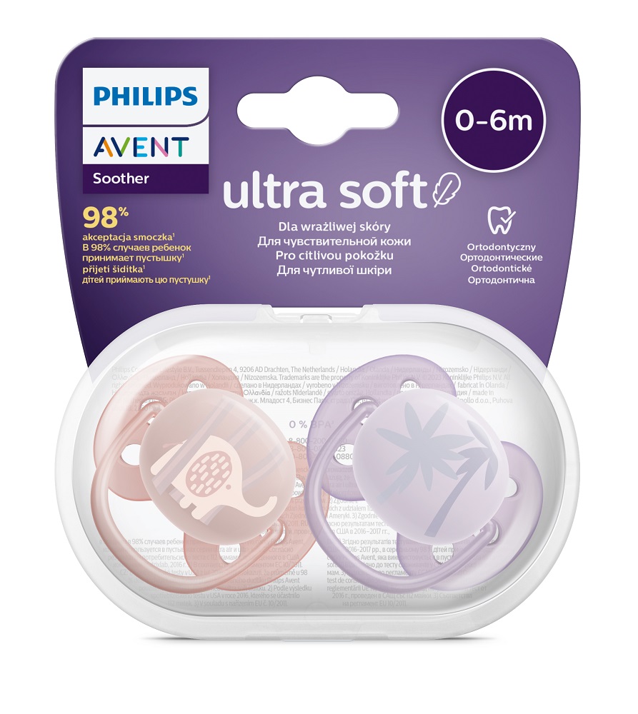 Philips AVENT Napp Ultrasoft Premium Animal 0-6m Flicka, 2 St