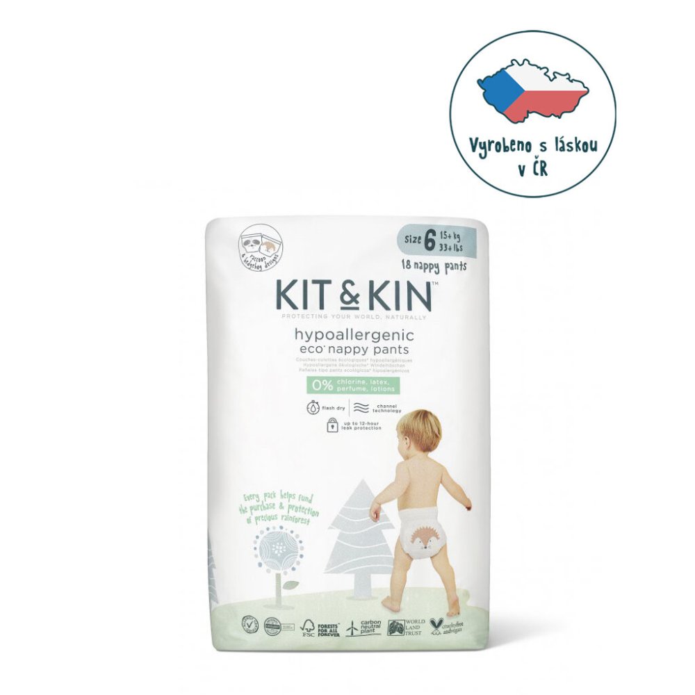 KIT & KIN Chiloți Scutec De Unică Folosință Eco 6 (15 Kg+) 18 Buc