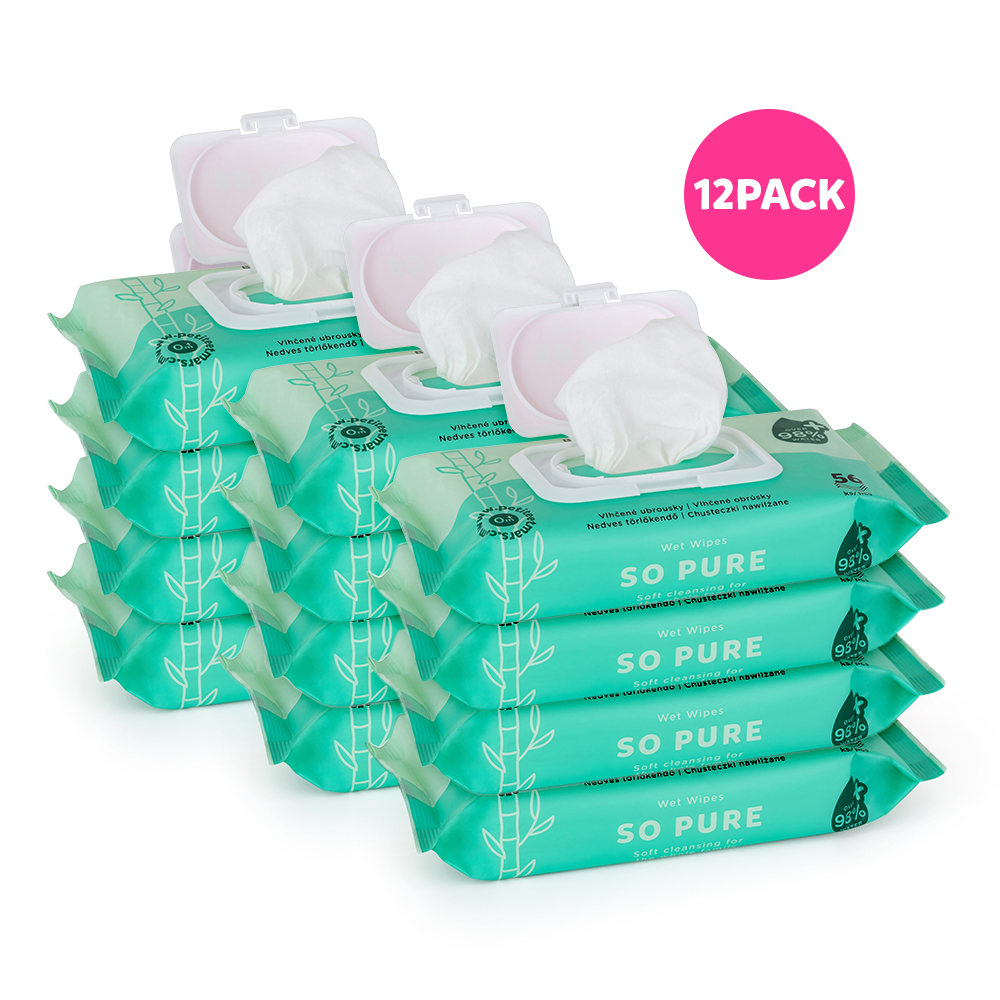 12x PETITE&MARS Wet Wipes SO PURE Bamboo Biodegradable 56 Pcs (720 Pcs)