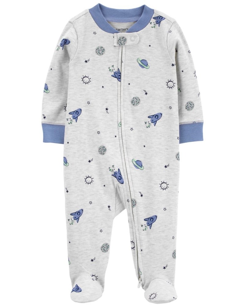 Tuta con cerniera CARTER'S Sleep&Play Gray Planet per bambino, taglia 3 mesi. 62