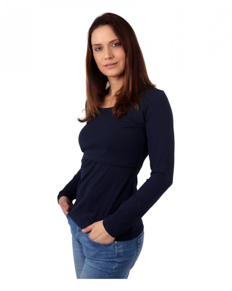 Kateřina szoptatós póló, hosszú ujjú, sötétkék S/M