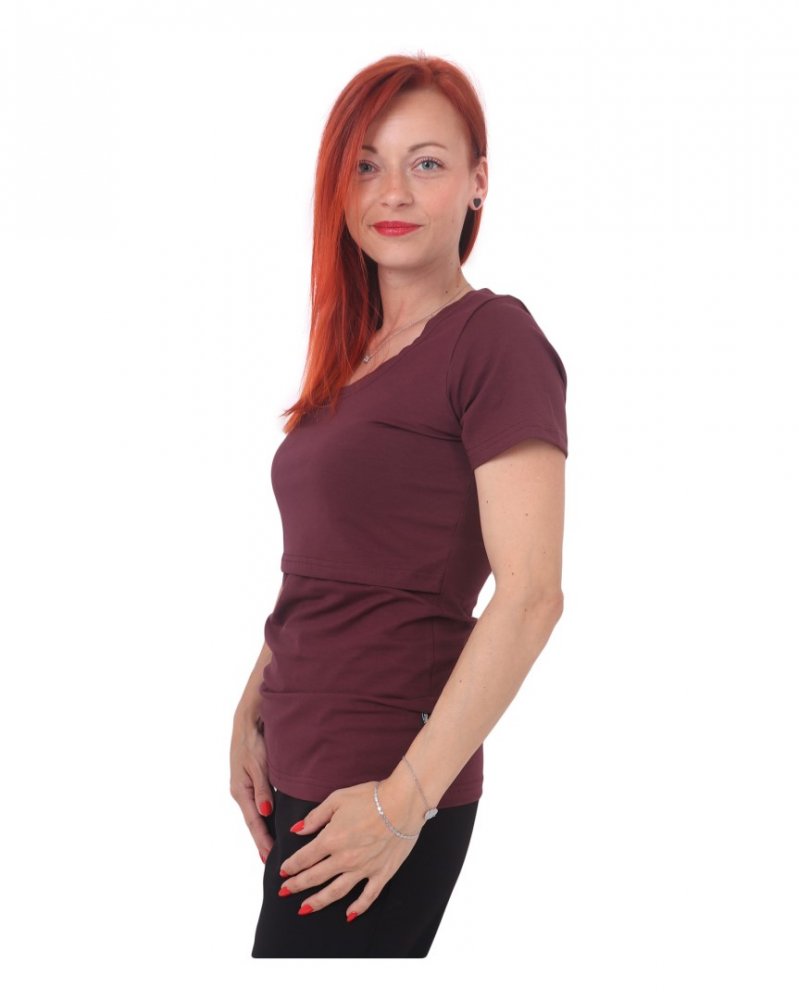 T-shirt d'allaitement Kateřina, manches courtes, bordeaux L/XL – Image 4