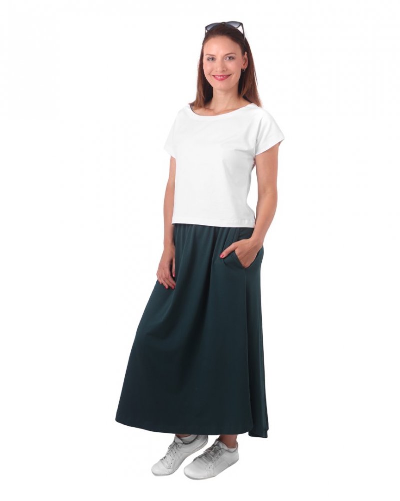 Langer Rock mit Taschen Linda, flaschengrün M/L – Bild 5