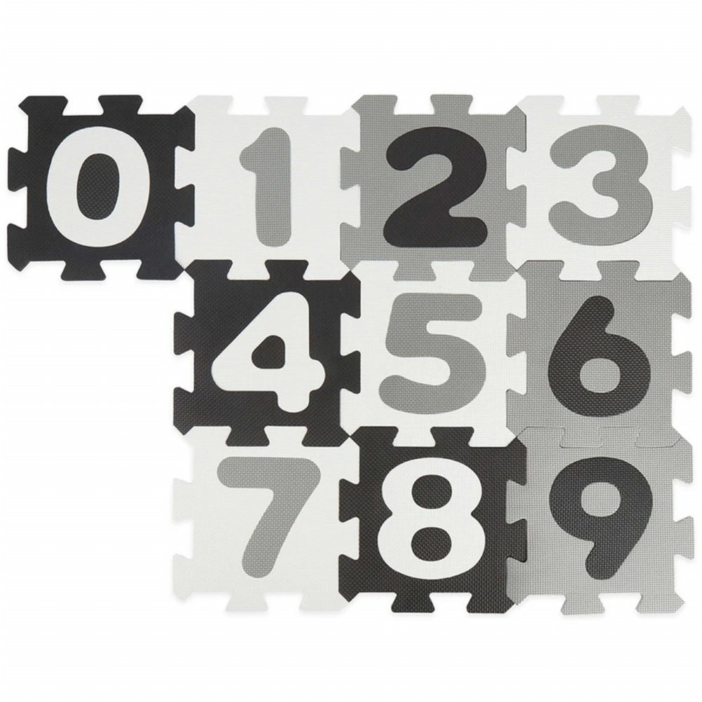 Bieco - Tappeto da gioco in schiuma con numeri - puzzle bianco e nero - 10 pezzi