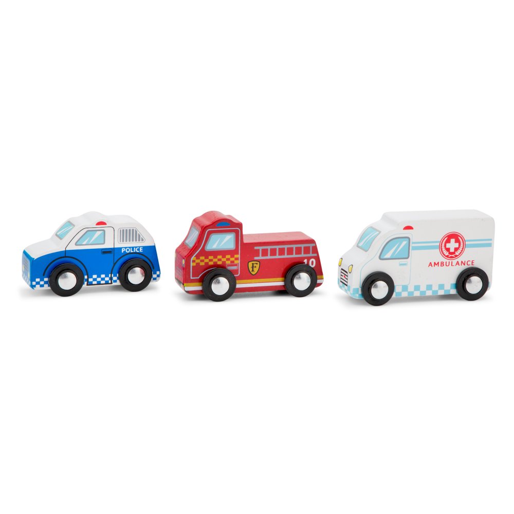 Set di mini veicoli di soccorso in legno - 3 pezzi - immagine 3