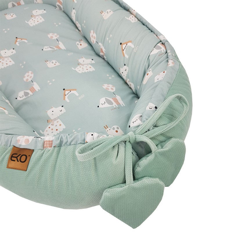 Nido per neonati EKO VELVET Dogs Mint 90x60 cm - immagine 3