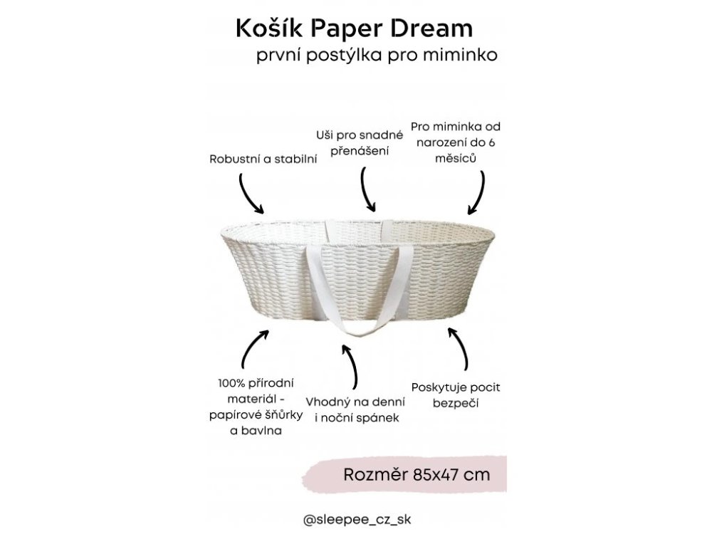 AHOJBABY Couffin de Moïse pour bébé Paper Dream white + matelas Airdream – Image 6