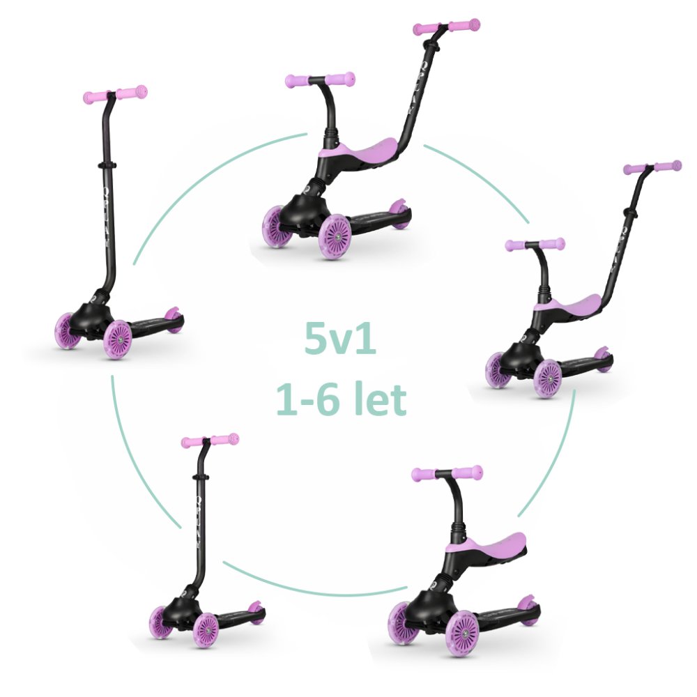 QPLAY Monopattino / bici senza pedali Sema Evo con luci LED Violet, età 1 - 6 anni, fino a 50 kg