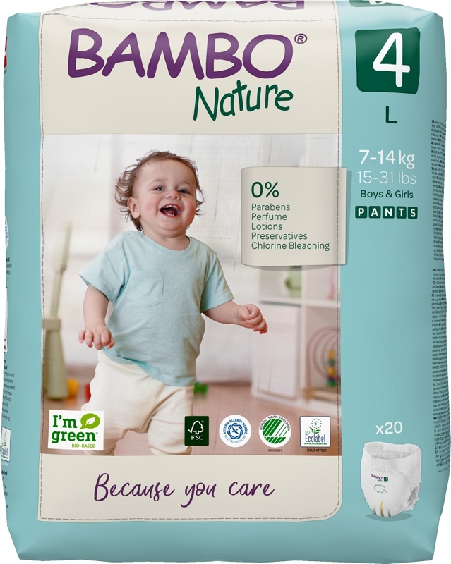 BAMBO Nature Pants Couches-culottes jetables 4 L (7-14 kg) 20 unités