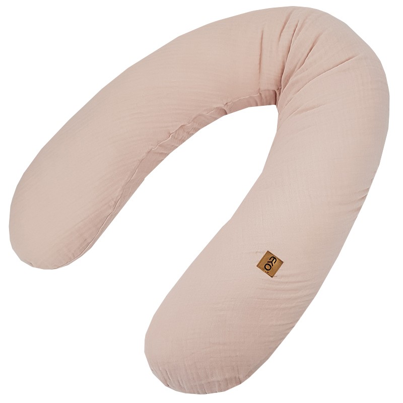 Coussin d'allaitement EKO en mousseline Rose poudré 180 cm