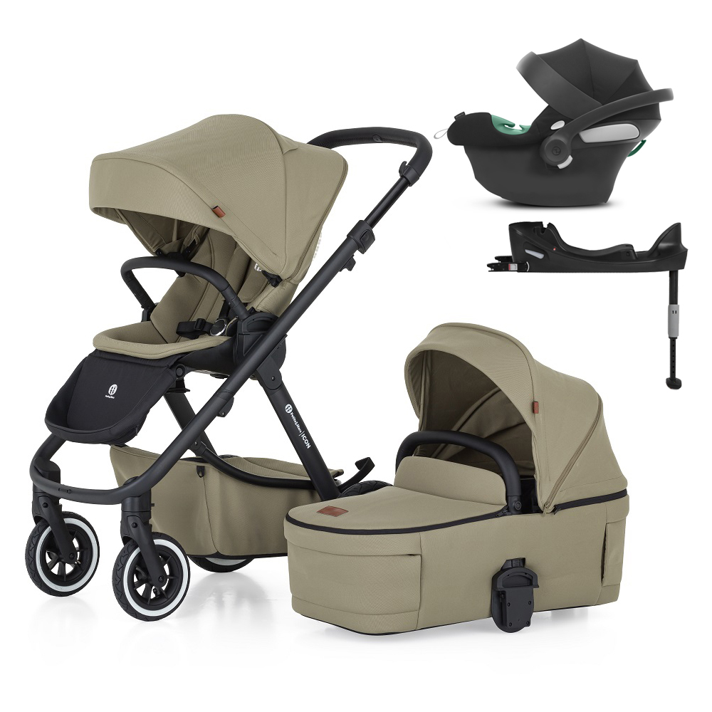 PETITE&MARS SET 4 az 1-ben ICON Mossy Green LITE AIR babakocsi + CYBEX Aton B2 i-Size