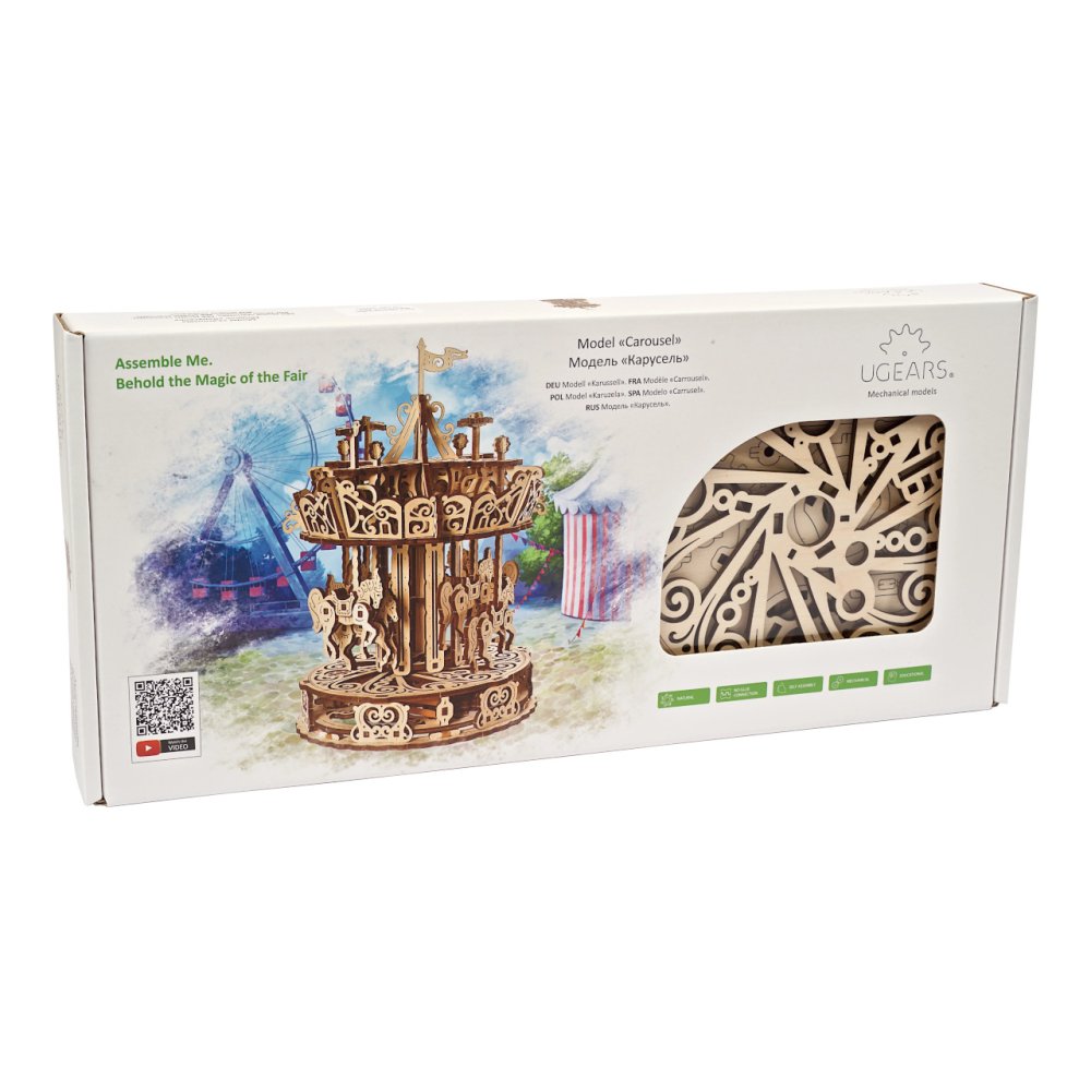 Ugears 3D Puzzle de madera mecánico Carrusel - Imagen 3