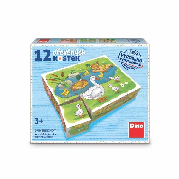 Dino Drewniane kostki obrazkowe Na farmie 12 kostek - obrazek 3