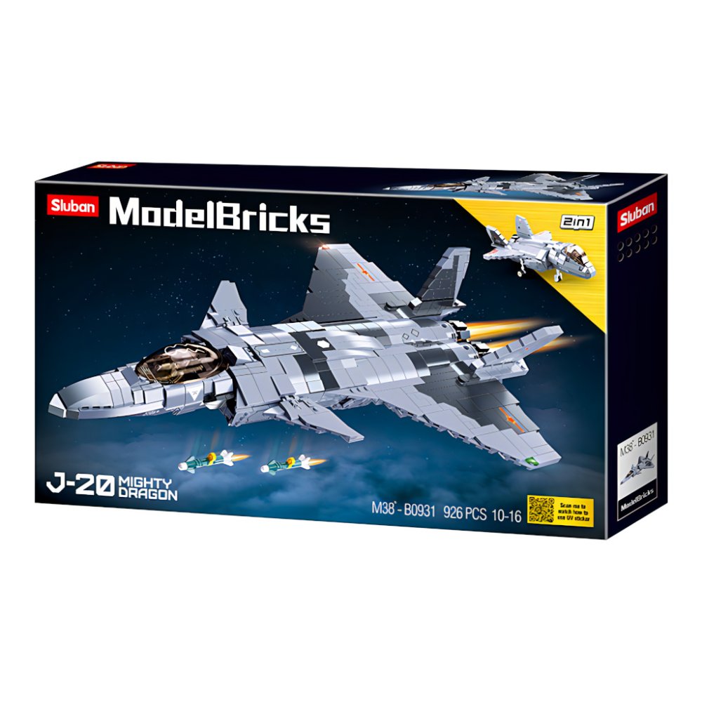 Sluban Model Bricks M38-B0931 Avion de chasse Chengdu J-20 – Image 2