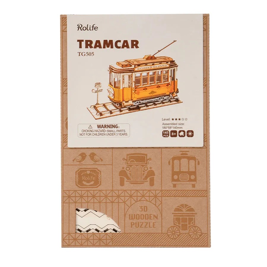 Puzzle 3D en bois RoboTime Tramway Historique – Image 6