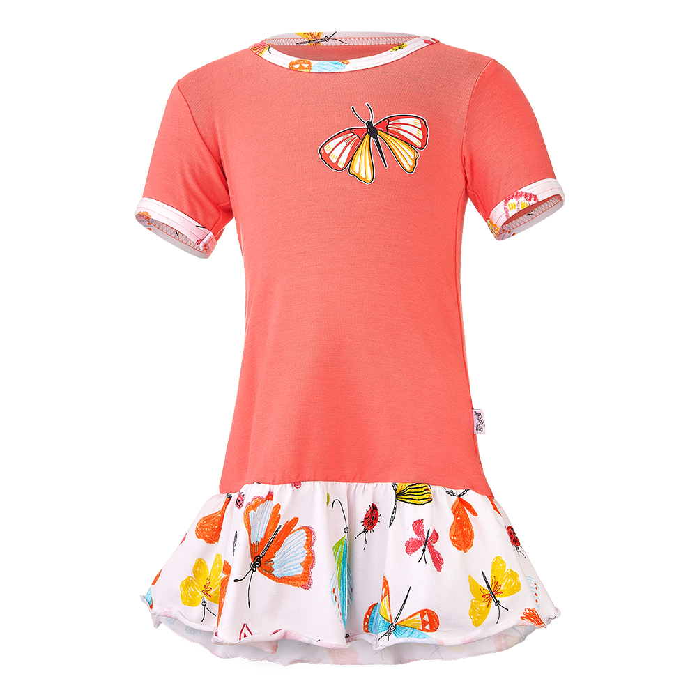 Tunique fine Outlast® - corail foncé/papillons 86