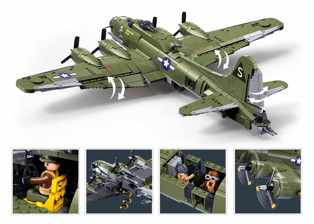 Sluban Model Bricks M38-B1367 Americký bombardér B-17G v měřítku 1:44 (obrázek 4)