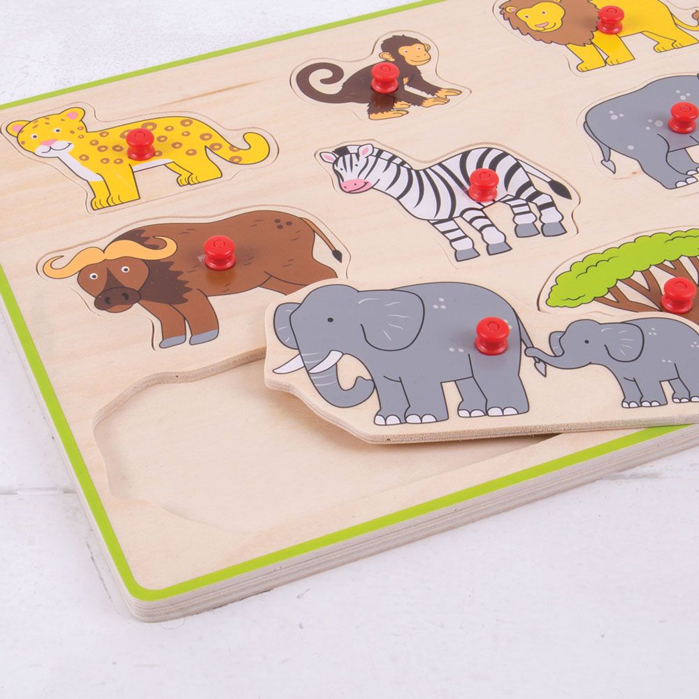 Bigjigs Toys Vkládací puzzle safari s úchytem (obrázek 2)