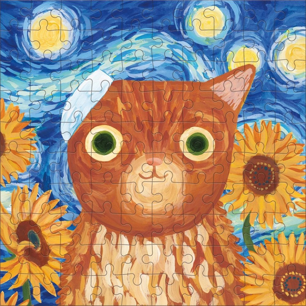 Mudpuppy Puzzle Vincent van Gogh umělecké kočky v plechovce 100 dílků (obrázek 2)
