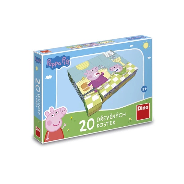 Dino Dřevěné obrázkové kostky Peppa pig Veselý den 20 kostek (obrázek 7)