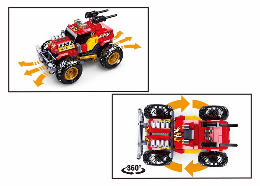Sluban Power Bricks M38-B0991 RC Červený Off Road na dálkové ovládání (obrázek 3)