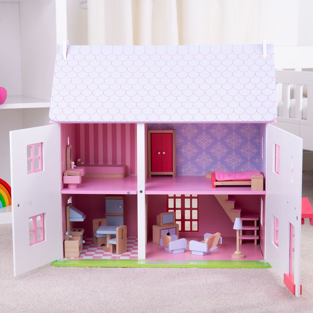 Bigjigs Toys Růžový domek pro panenky (obrázek 5)