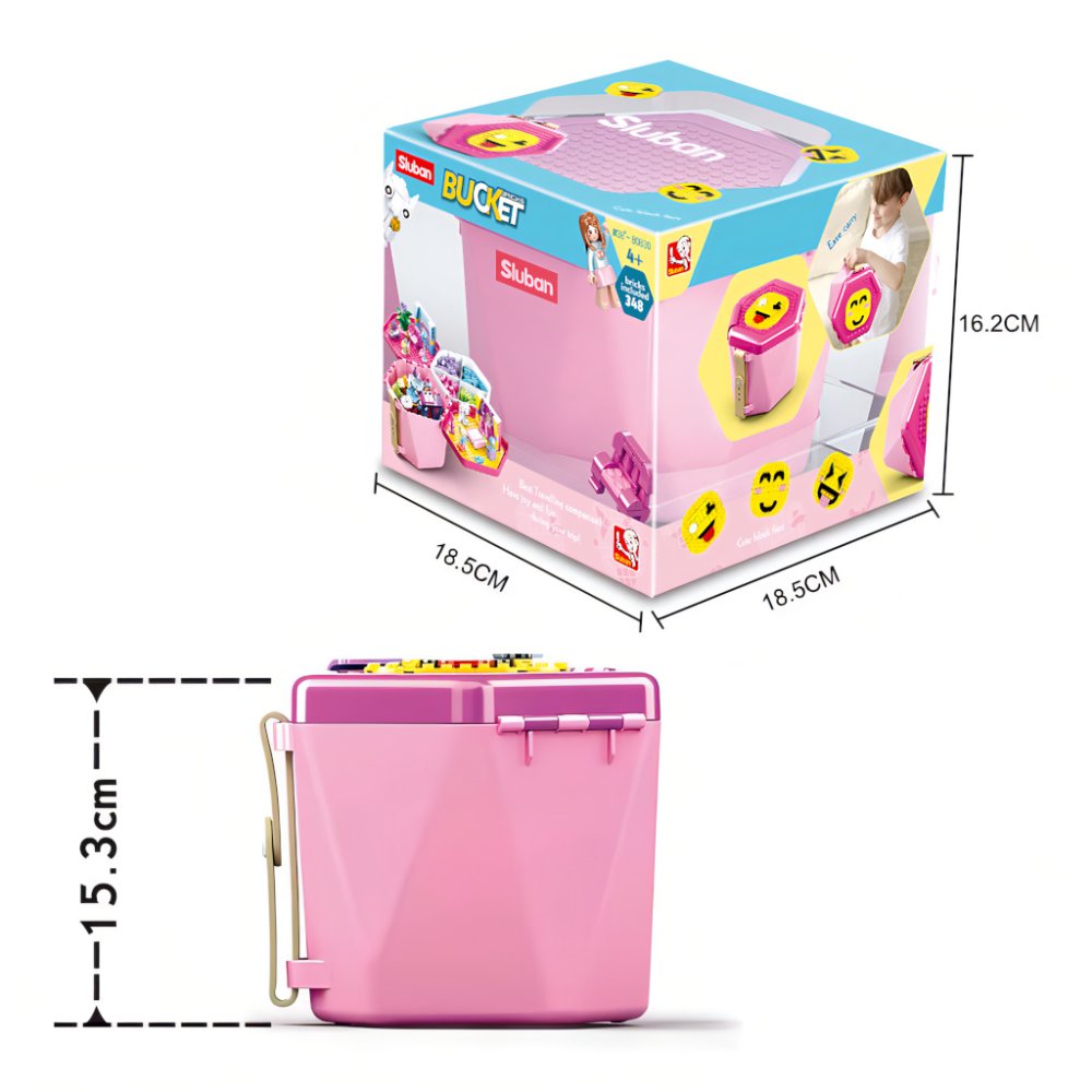 Sluban Bucket Bricks M38-B0830 Kbelík s kostkami růžový (obrázek 3)