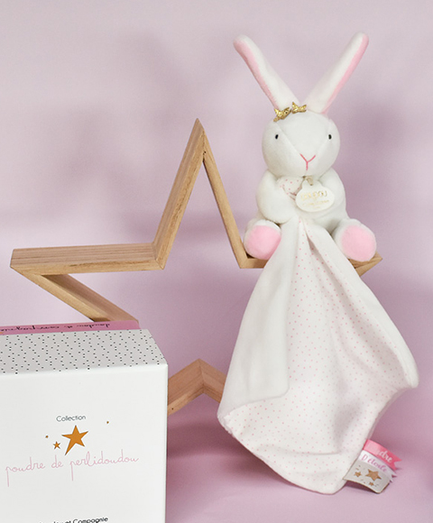 Doudou Dárková sada - Plyšový králíček s muchláčkem 10 cm ružová (obrázek 6)