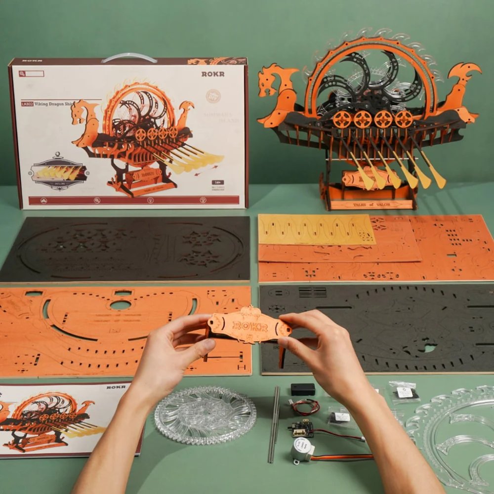 RoboTime 3D dřevěná skládačka Vikinská dračí loď (obrázek 3)