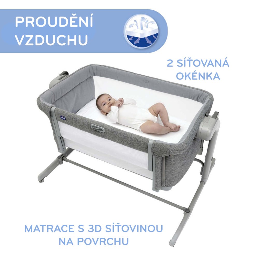 CHICCO Postýlka Next2Me Magic Evo - Dark Grey (obrázek 5)